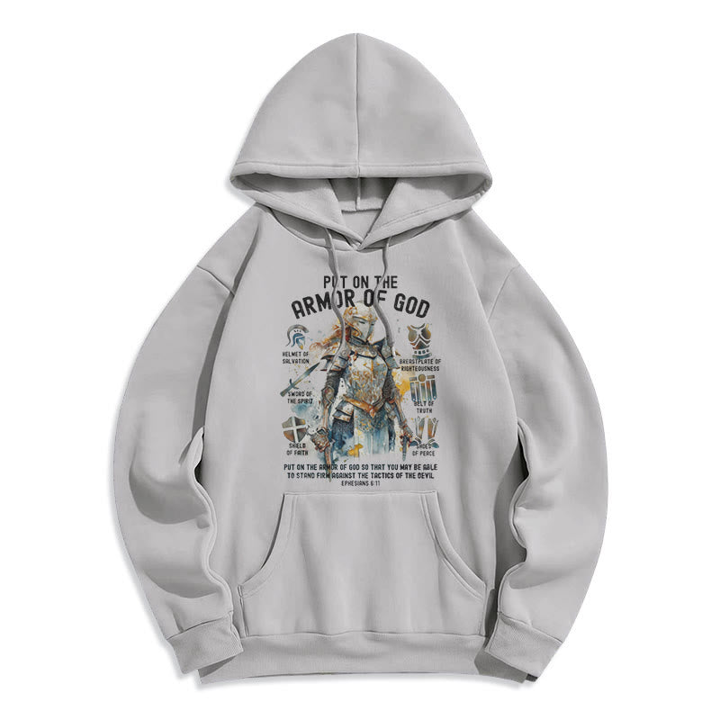 Sweat à capuche en polyester doublé polaire Christianartworkshop, style coloré, enfile l'armure de Dieu - Gris - 2XL - image 0
