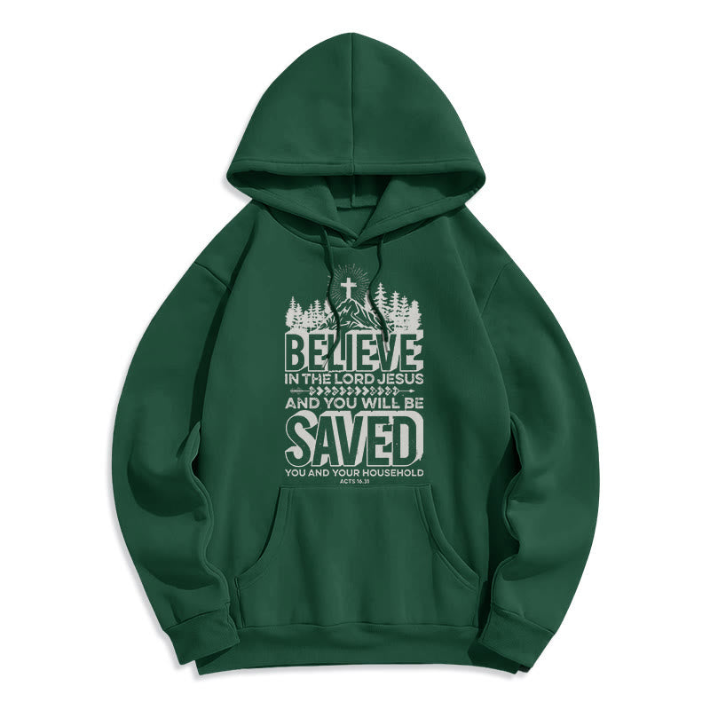 Christianartworkshop Sweat à capuche en polyester doublé polaire style moderne « Crois en Jésus Seigneur » - Vert - 2XL - image 20