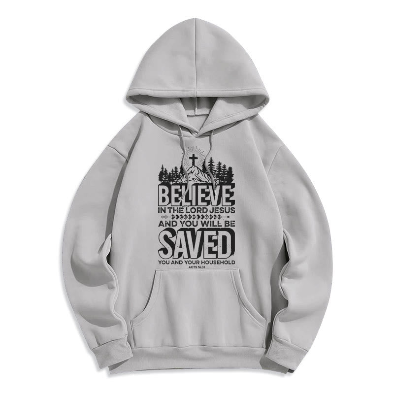 Christianartworkshop Sweat à capuche en polyester doublé polaire style moderne « Crois en Jésus Seigneur » - Gris - 2XL - image 30