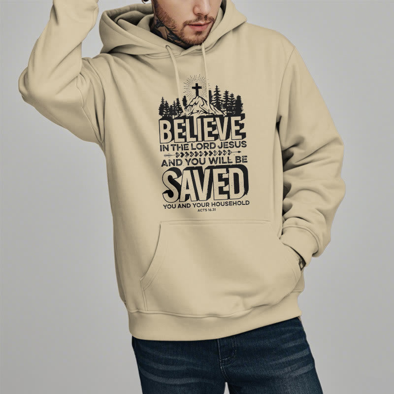 Christianartworkshop Sweat à capuche en polyester doublé polaire style moderne « Crois en Jésus Seigneur » - image 13