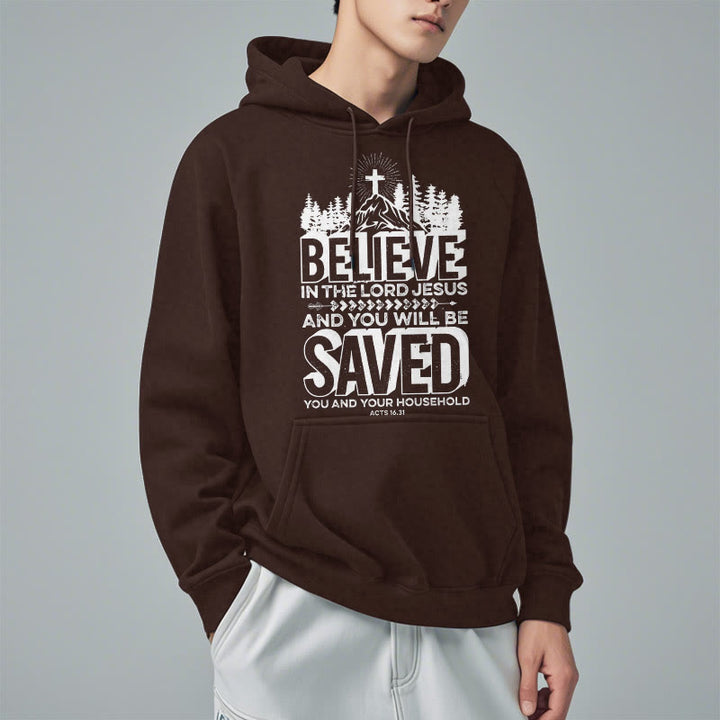 Christianartworkshop Sweat à capuche en polyester doublé polaire style moderne « Crois en Jésus Seigneur » - image 18