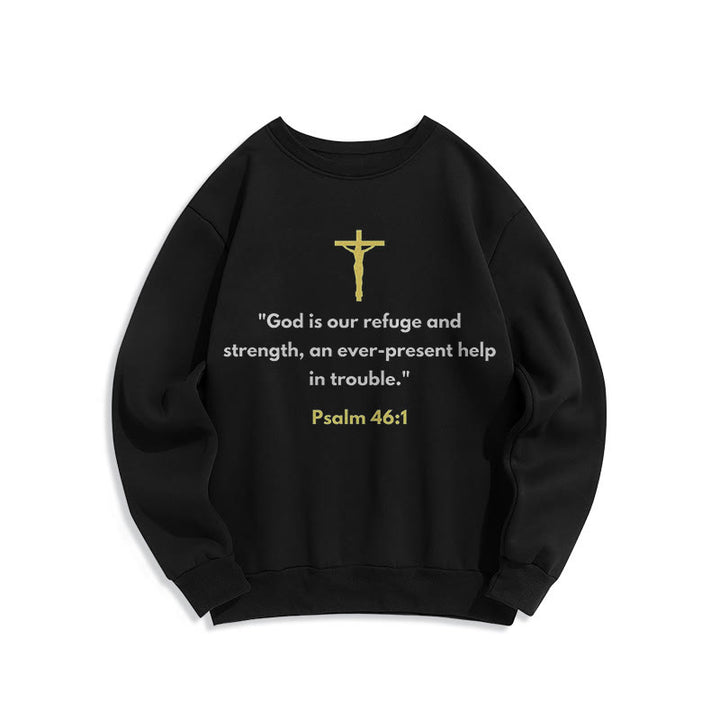 Sweat-shirt en polyester doublé polaire style classique Christianartworkshop « Dieu est notre refuge et notre force » - Noir - 2XL - image 0