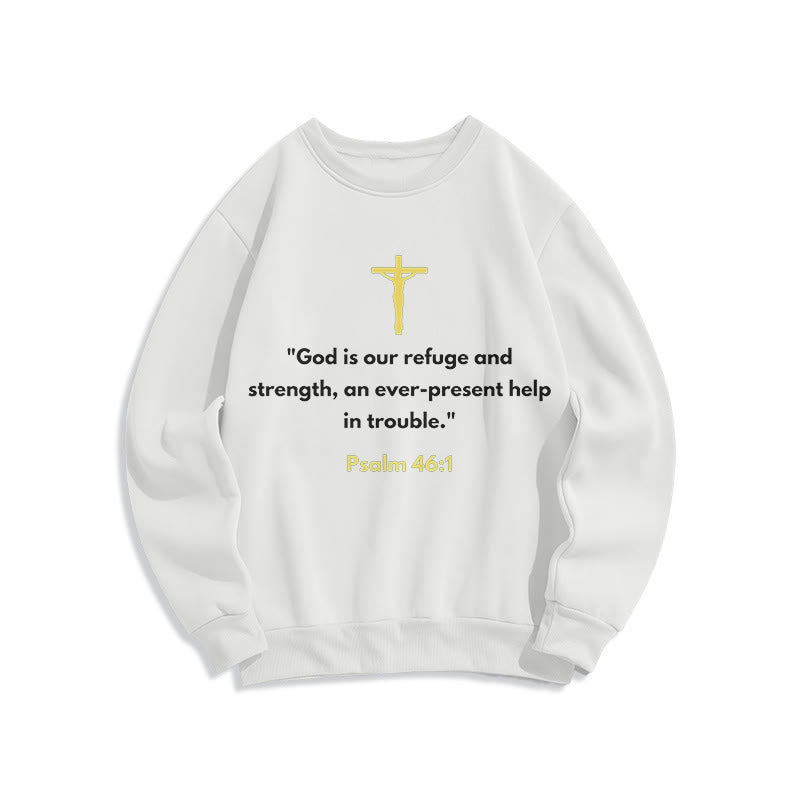Sweat-shirt en polyester doublé polaire style classique Christianartworkshop « Dieu est notre refuge et notre force » - Blanc - 2XL - image 5