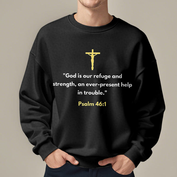 Sweat-shirt en polyester doublé polaire style classique Christianartworkshop « Dieu est notre refuge et notre force » - image 1