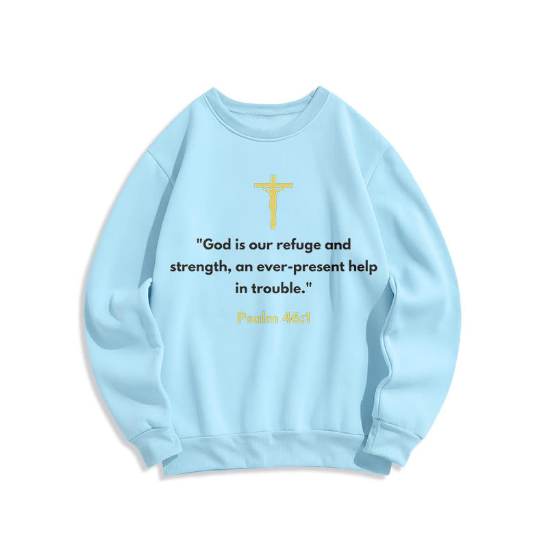 Sweat-shirt en polyester doublé polaire style classique Christianartworkshop « Dieu est notre refuge et notre force » - Bleu - 2XL - image 25