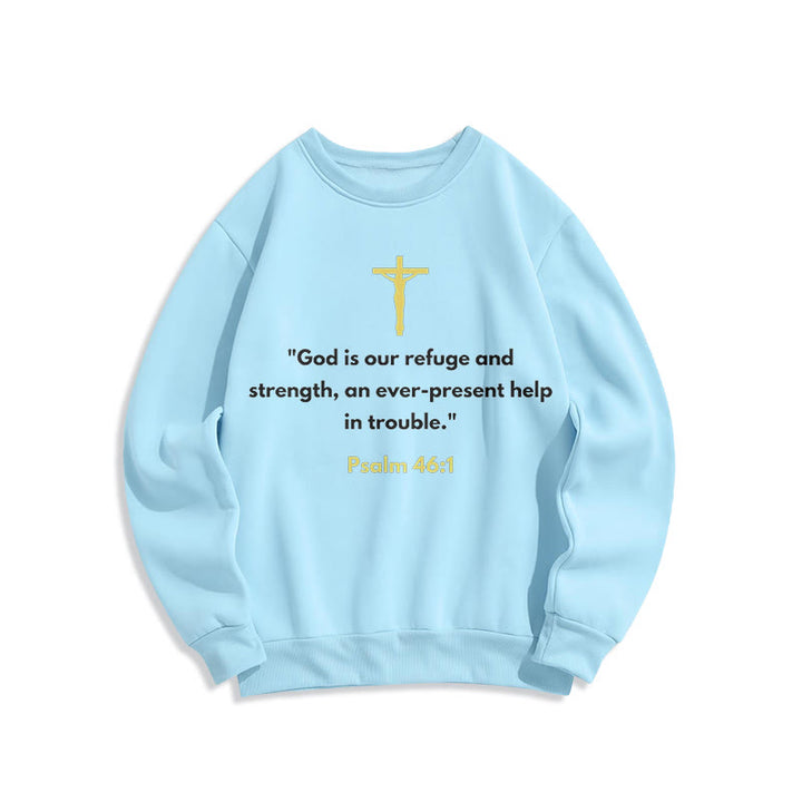 Sweat-shirt en polyester doublé polaire style classique Christianartworkshop « Dieu est notre refuge et notre force » - Bleu - 2XL - image 25