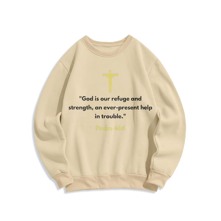 Sweat-shirt en polyester doublé polaire style classique Christianartworkshop « Dieu est notre refuge et notre force » - Beige - 2XL - image 10