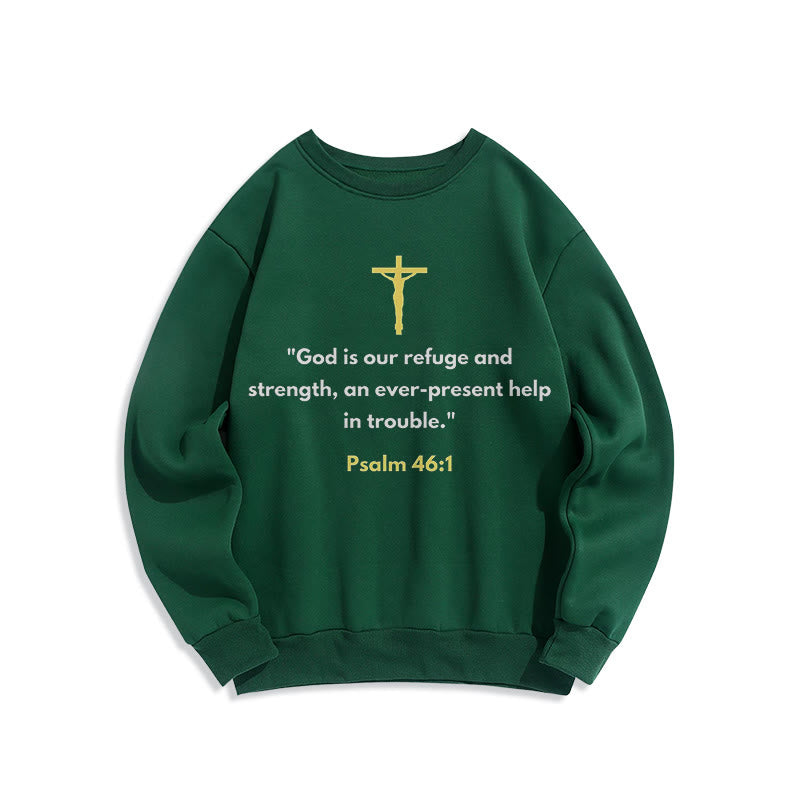 Sweat-shirt en polyester doublé polaire style classique Christianartworkshop « Dieu est notre refuge et notre force » - Vert - 2XL - image 20