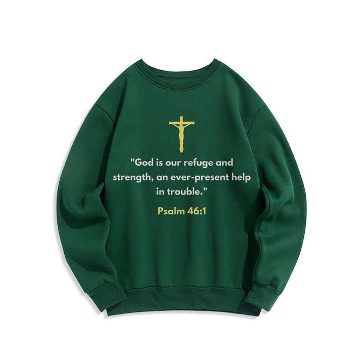 Sweat-shirt en polyester doublé polaire style classique Christianartworkshop « Dieu est notre refuge et notre force » - Vert - 2XL - image 20