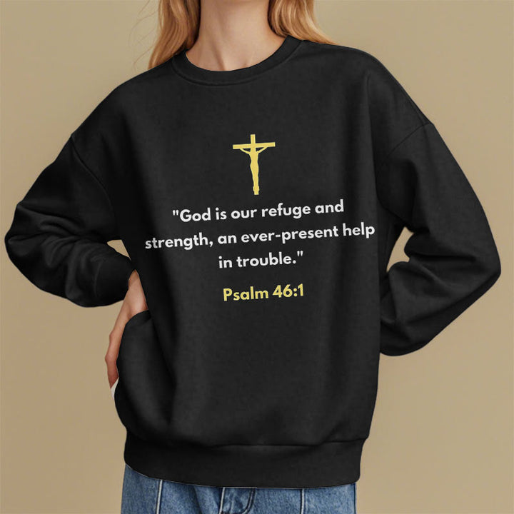 Sweat-shirt en polyester doublé polaire style classique Christianartworkshop « Dieu est notre refuge et notre force » - image 2