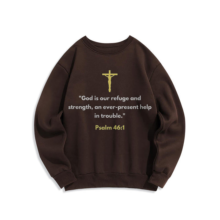 Sweat-shirt en polyester doublé polaire style classique Christianartworkshop « Dieu est notre refuge et notre force » - Brun - 2XL - image 15