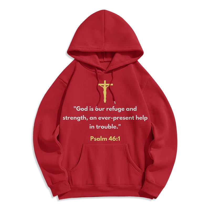 Sweat à capuche en polyester doublé polaire style classique Christianartworkshop « Dieu est notre refuge et notre force » - Rouge - 2XL - image 35