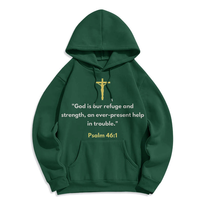 Sweat à capuche en polyester doublé polaire style classique Christianartworkshop « Dieu est notre refuge et notre force » - Vert - 2XL - image 20