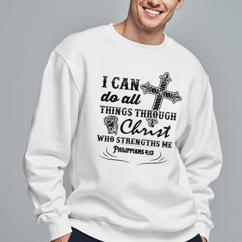 Sweat-shirt en polyester doublé polaire avec citation « Je peux tout faire » de Christianartworkshop - image 2