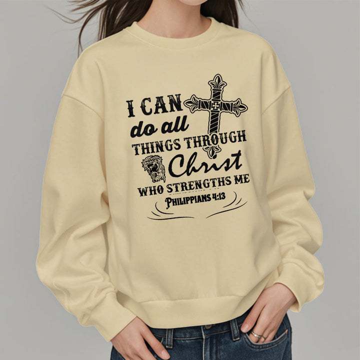 Sweat-shirt en polyester doublé polaire avec citation « Je peux tout faire » de Christianartworkshop - image 13