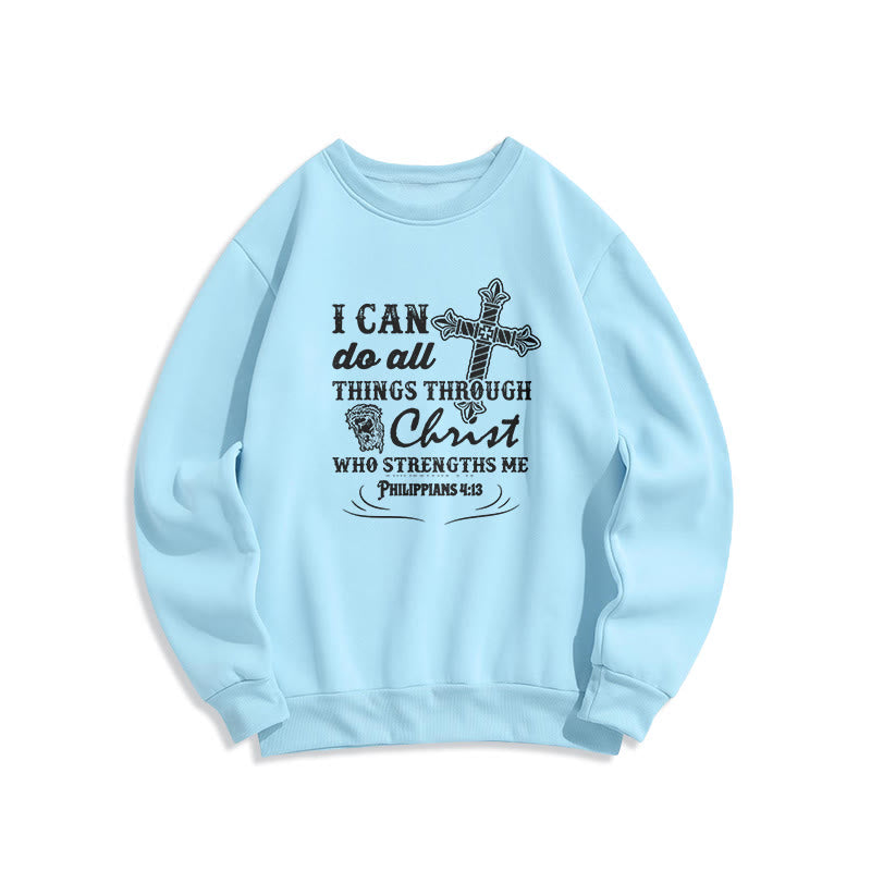 Sweat-shirt en polyester doublé polaire avec citation « Je peux tout faire » de Christianartworkshop - Bleu - 2XL - image 25