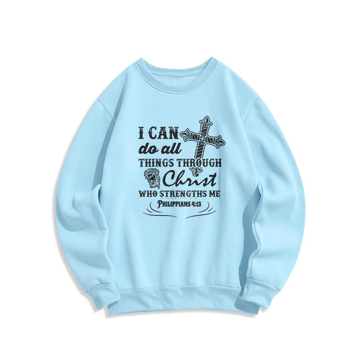 Sweat-shirt en polyester doublé polaire avec citation « Je peux tout faire » de Christianartworkshop - Bleu - 2XL - image 25