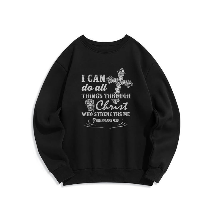 Sweat-shirt en polyester doublé polaire avec citation « Je peux tout faire » de Christianartworkshop - Noir - 2XL - image 5