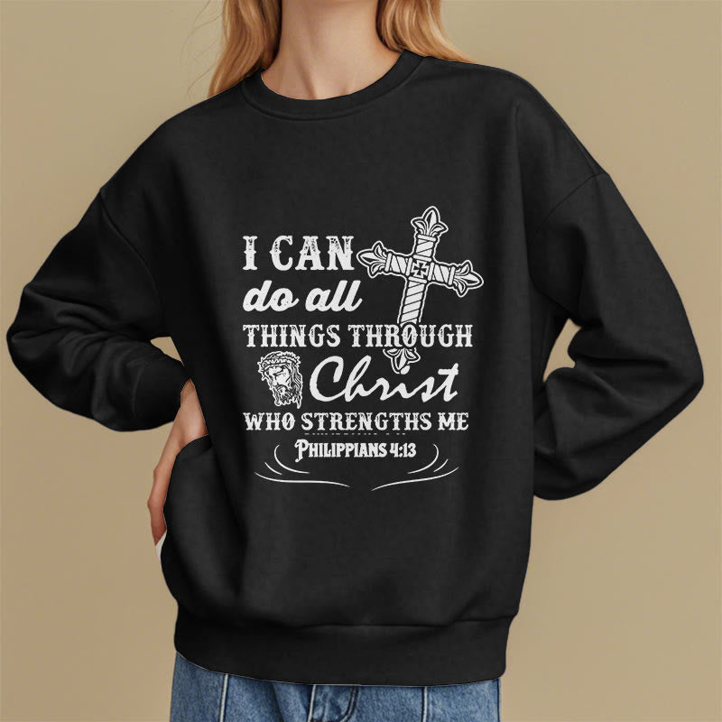 Sweat-shirt en polyester doublé polaire avec citation « Je peux tout faire » de Christianartworkshop - image 7