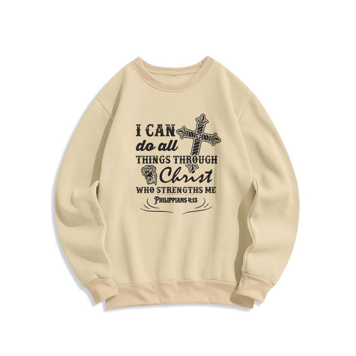 Sweat-shirt en polyester doublé polaire avec citation « Je peux tout faire » de Christianartworkshop - Beige - 2XL - image 10