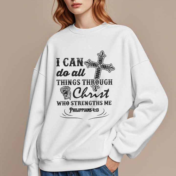 Sweat-shirt en polyester doublé polaire avec citation « Je peux tout faire » de Christianartworkshop - image 1