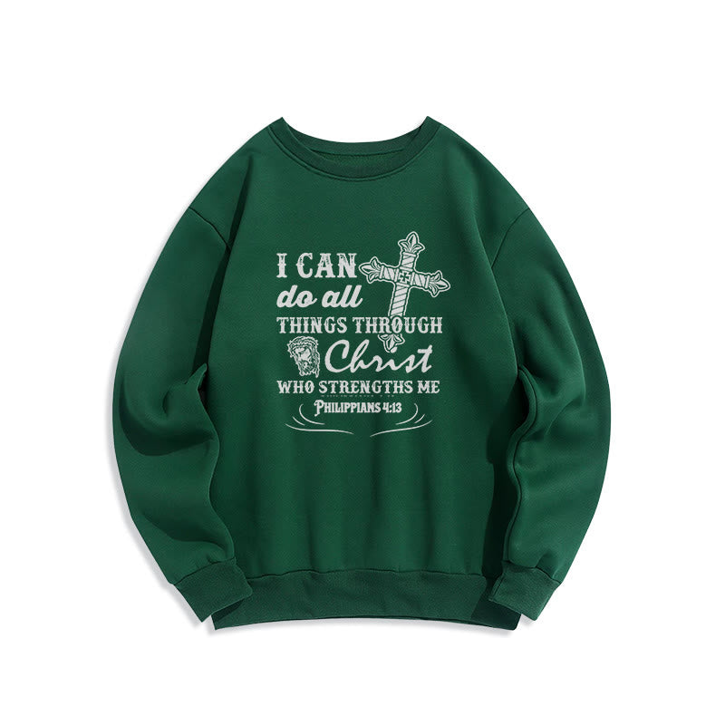 Sweat-shirt en polyester doublé polaire avec citation « Je peux tout faire » de Christianartworkshop - Vert - 2XL - image 20