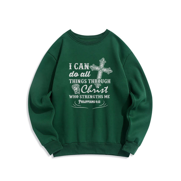 Sweat-shirt en polyester doublé polaire avec citation « Je peux tout faire » de Christianartworkshop - Vert - 2XL - image 20