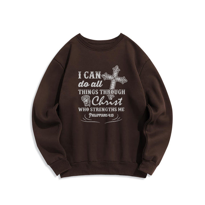 Sweat-shirt en polyester doublé polaire avec citation « Je peux tout faire » de Christianartworkshop - Brun - 2XL - image 15