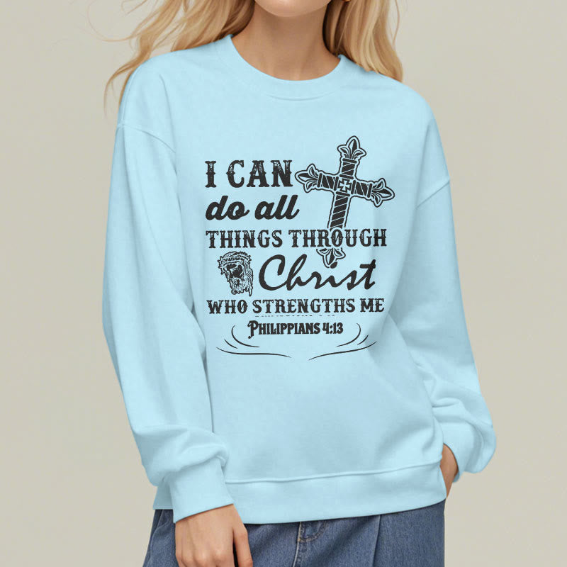 Sweat-shirt en polyester doublé polaire avec citation « Je peux tout faire » de Christianartworkshop - image 27