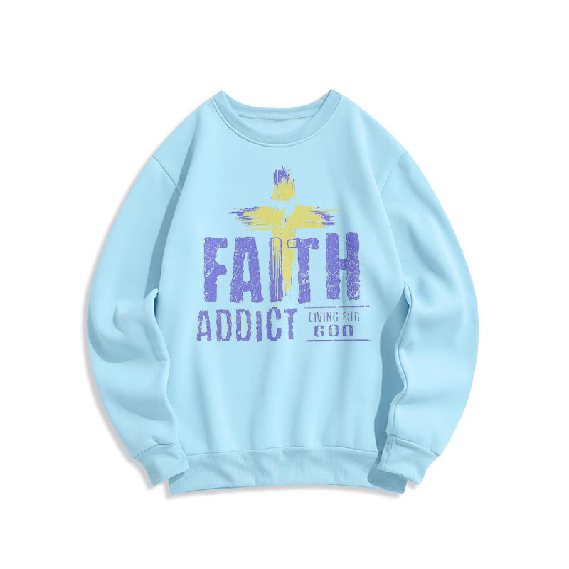 Sweat-shirt en polyester doublé polaire Christianartworkshop, style coloré, « Foi et Dieu », pour les passionnés de Dieu - Bleu - 2XL - image 0