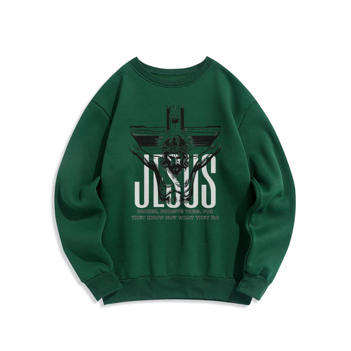 Sweat-shirt en polyester doublé polaire avec croix « Père, pardonne-leur » style classique de Christianartworkshop - Vert - 2XL - image 20