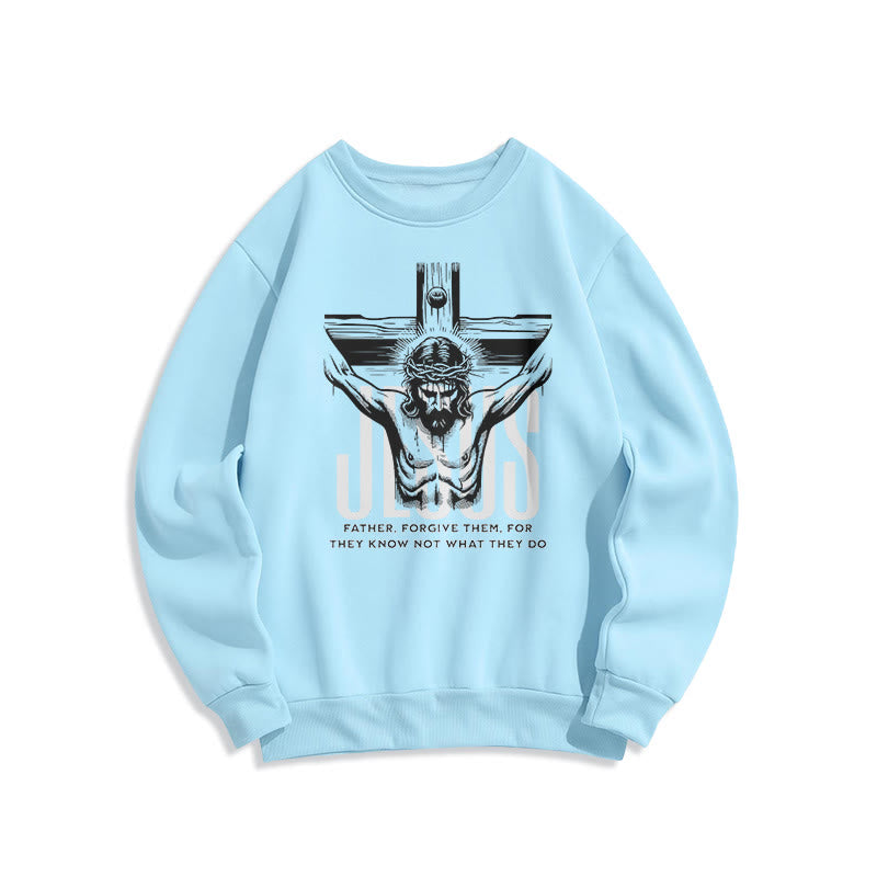 Sweat-shirt en polyester doublé polaire avec croix « Père, pardonne-leur » style classique de Christianartworkshop - Bleu - 2XL - image 25