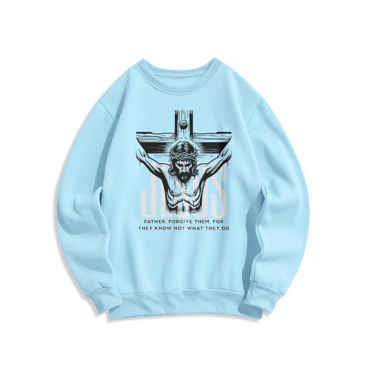 Sweat-shirt en polyester doublé polaire avec croix « Père, pardonne-leur » style classique de Christianartworkshop - Bleu - 2XL - image 25