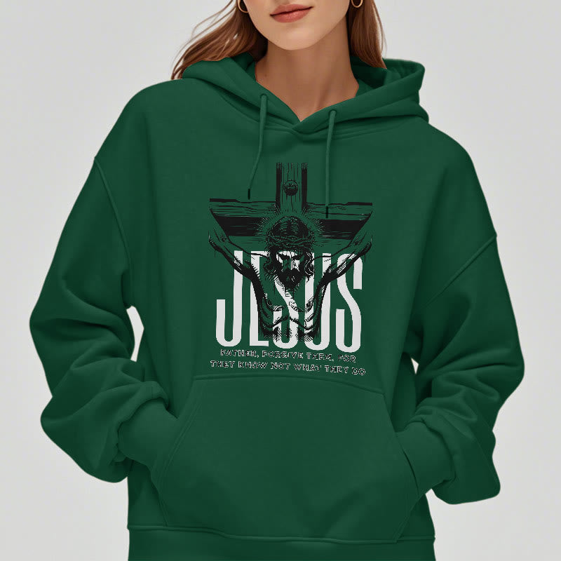 Christianartworkshop Style classique Père Pardonne-leur Crucifix Sweat à capuche en polyester doublé polaire - image 23