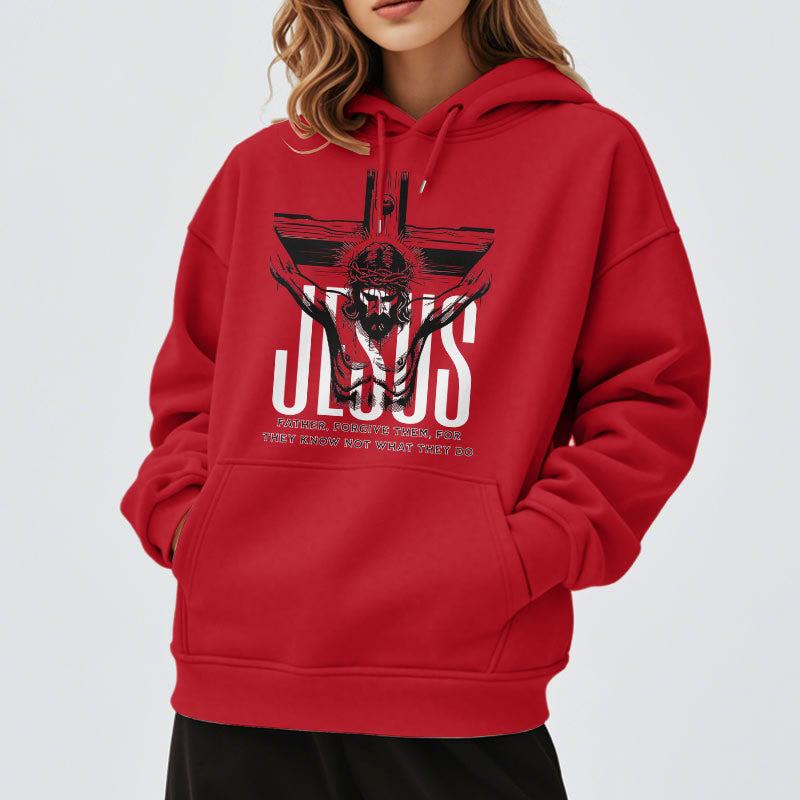 Christianartworkshop Style classique Père Pardonne-leur Crucifix Sweat à capuche en polyester doublé polaire - image 37