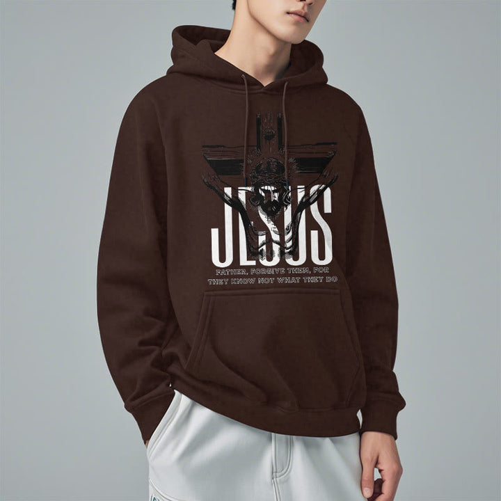 Christianartworkshop Style classique Père Pardonne-leur Crucifix Sweat à capuche en polyester doublé polaire - image 18