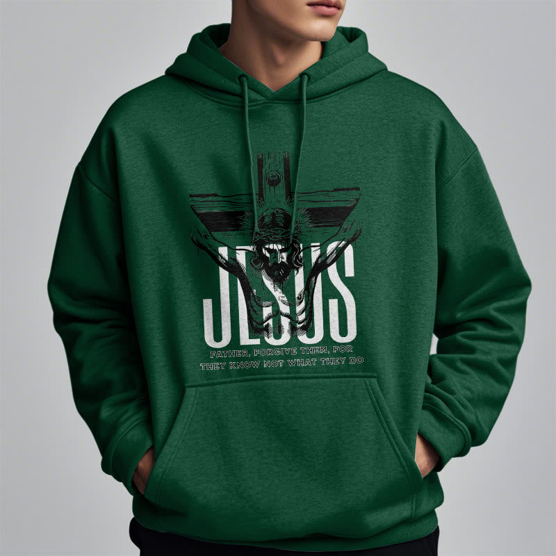 Christianartworkshop Style classique Père Pardonne-leur Crucifix Sweat à capuche en polyester doublé polaire - image 22