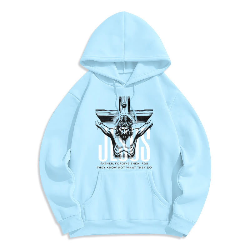 Christianartworkshop Style classique Père Pardonne-leur Crucifix Sweat à capuche en polyester doublé polaire - Bleu - 2XL - image 25