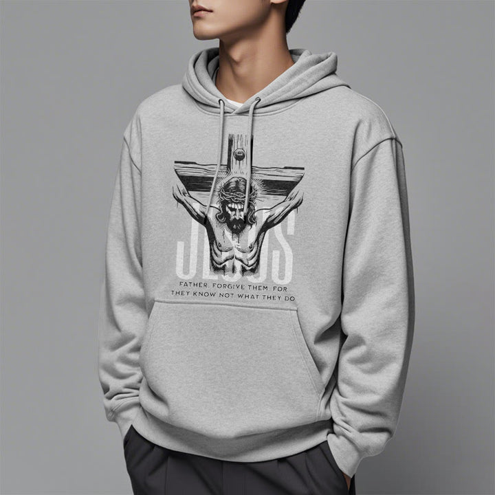 Christianartworkshop Style classique Père Pardonne-leur Crucifix Sweat à capuche en polyester doublé polaire - image 32