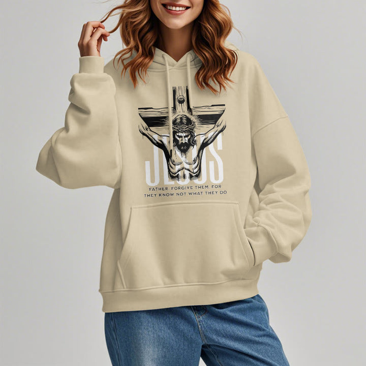 Christianartworkshop Style classique Père Pardonne-leur Crucifix Sweat à capuche en polyester doublé polaire - image 13