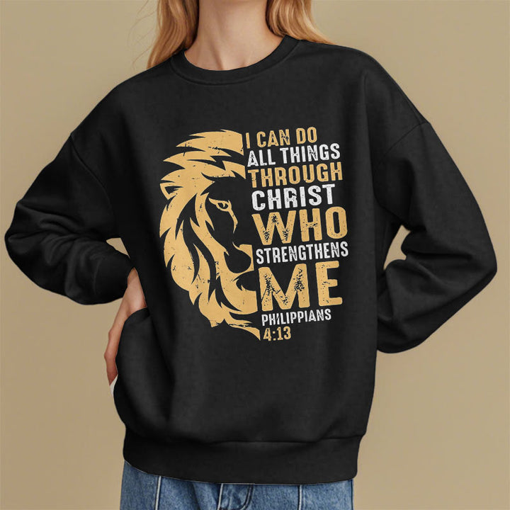 Sweat-shirt en polyester doublé polaire avec citation « Christ me fortifie » de Christianartworkshop - image 8