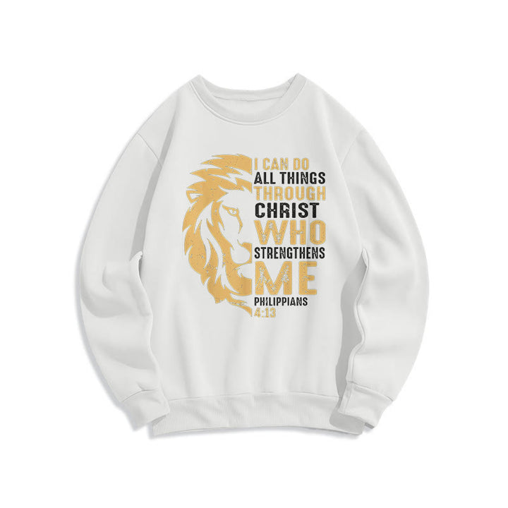 Sweat-shirt en polyester doublé polaire avec citation « Christ me fortifie » de Christianartworkshop - Blanc - 2XL - image 10