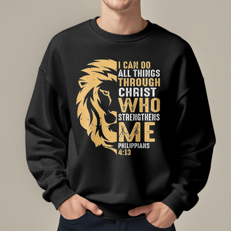 Sweat-shirt en polyester doublé polaire avec citation « Christ me fortifie » de Christianartworkshop - image 7