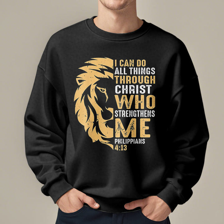 Sweat-shirt en polyester doublé polaire avec citation « Christ me fortifie » de Christianartworkshop - image 7