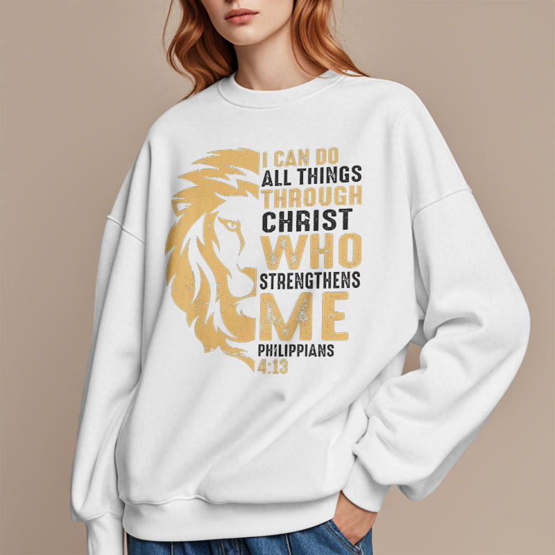Sweat-shirt en polyester doublé polaire avec citation « Christ me fortifie » de Christianartworkshop - image 12
