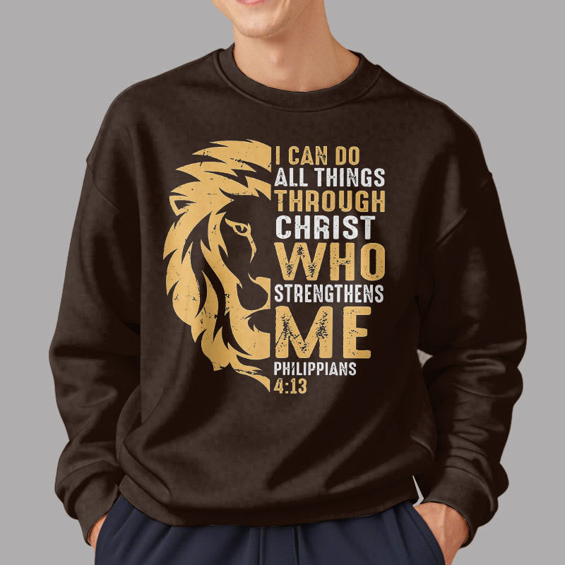 Sweat-shirt en polyester doublé polaire avec citation « Christ me fortifie » de Christianartworkshop - image 23