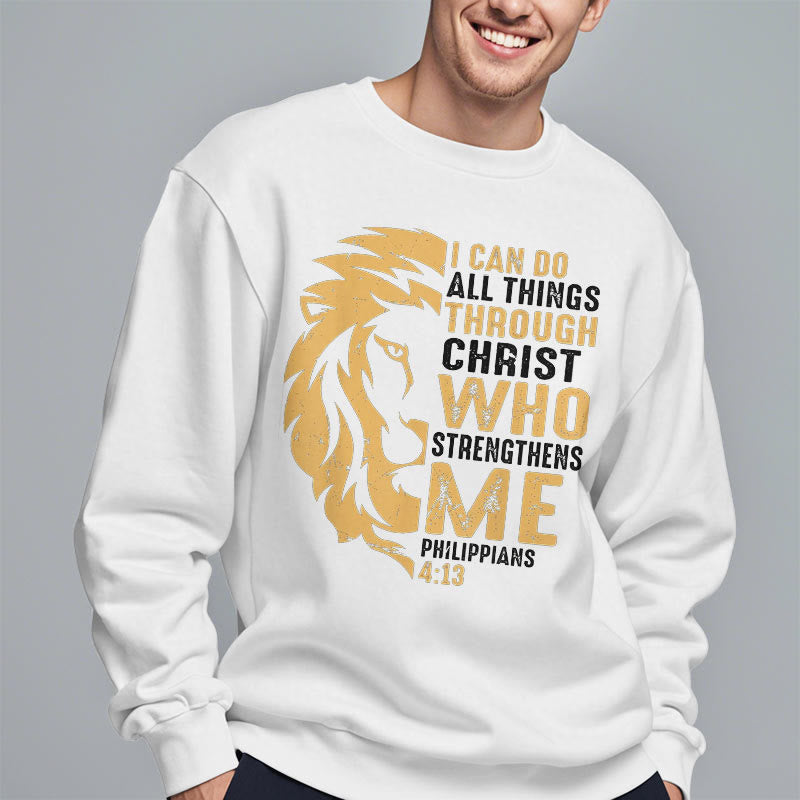 Sweat-shirt en polyester doublé polaire avec citation « Christ me fortifie » de Christianartworkshop - image 13