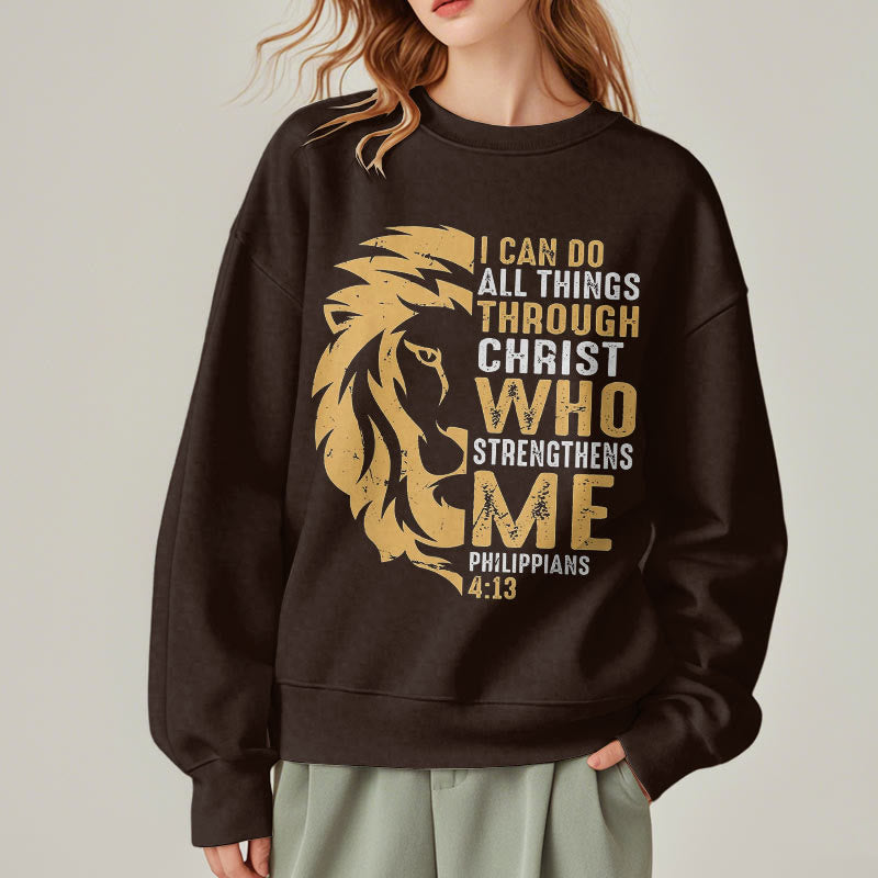 Sweat-shirt en polyester doublé polaire avec citation « Christ me fortifie » de Christianartworkshop - image 22