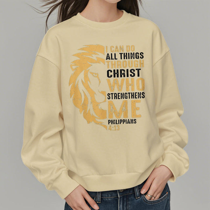 Sweat-shirt en polyester doublé polaire avec citation « Christ me fortifie » de Christianartworkshop - image 18