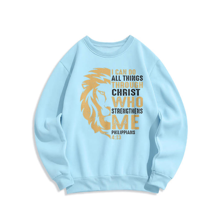 Sweat-shirt en polyester doublé polaire avec citation « Christ me fortifie » de Christianartworkshop - Bleu - 2XL - image 25